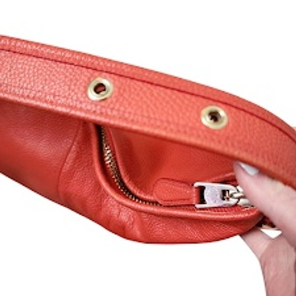 COACH Dufflette Leather Hobo Shoulder Bag Red Slouchy Large Tote - Picture 8 of 16